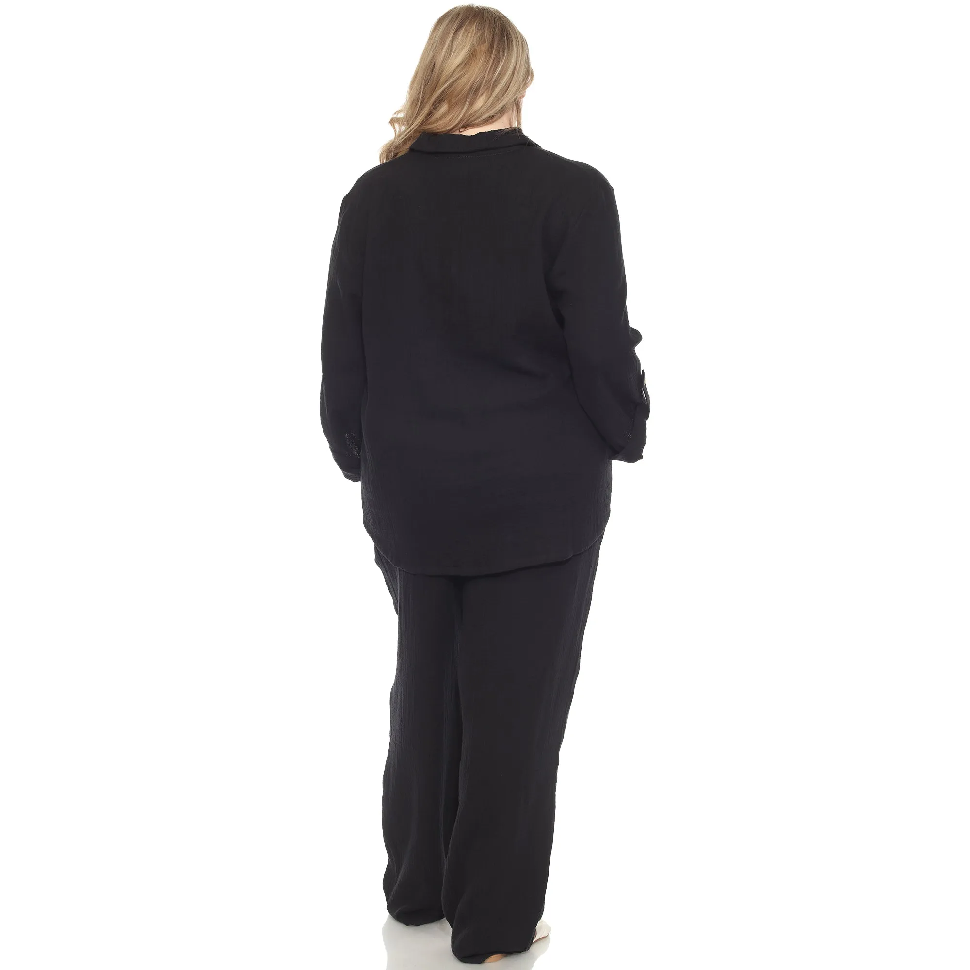 Plus Size Long Sleeve Button Down Cotton Gauze Set sold by White Mark product image thumbnail 4