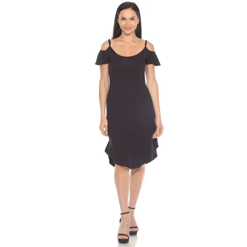 Women's Casual Scoop Neck Flutter Sleeve Knee Length Dress sold by White Mark