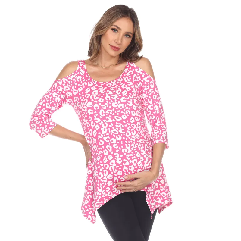 Maternity Leopard Cold Shoulder Tunic Top sold by White Mark