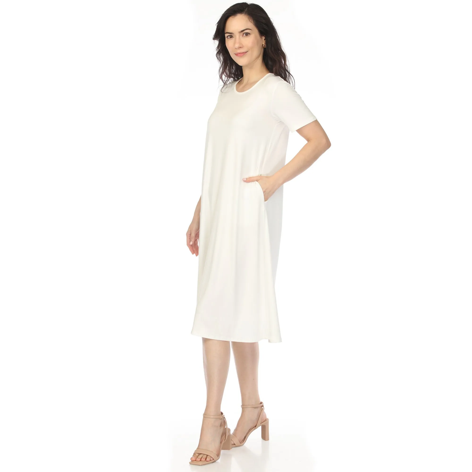 Women's Crew Neck T-Shirt Dress sold by White Mark product image thumbnail 5