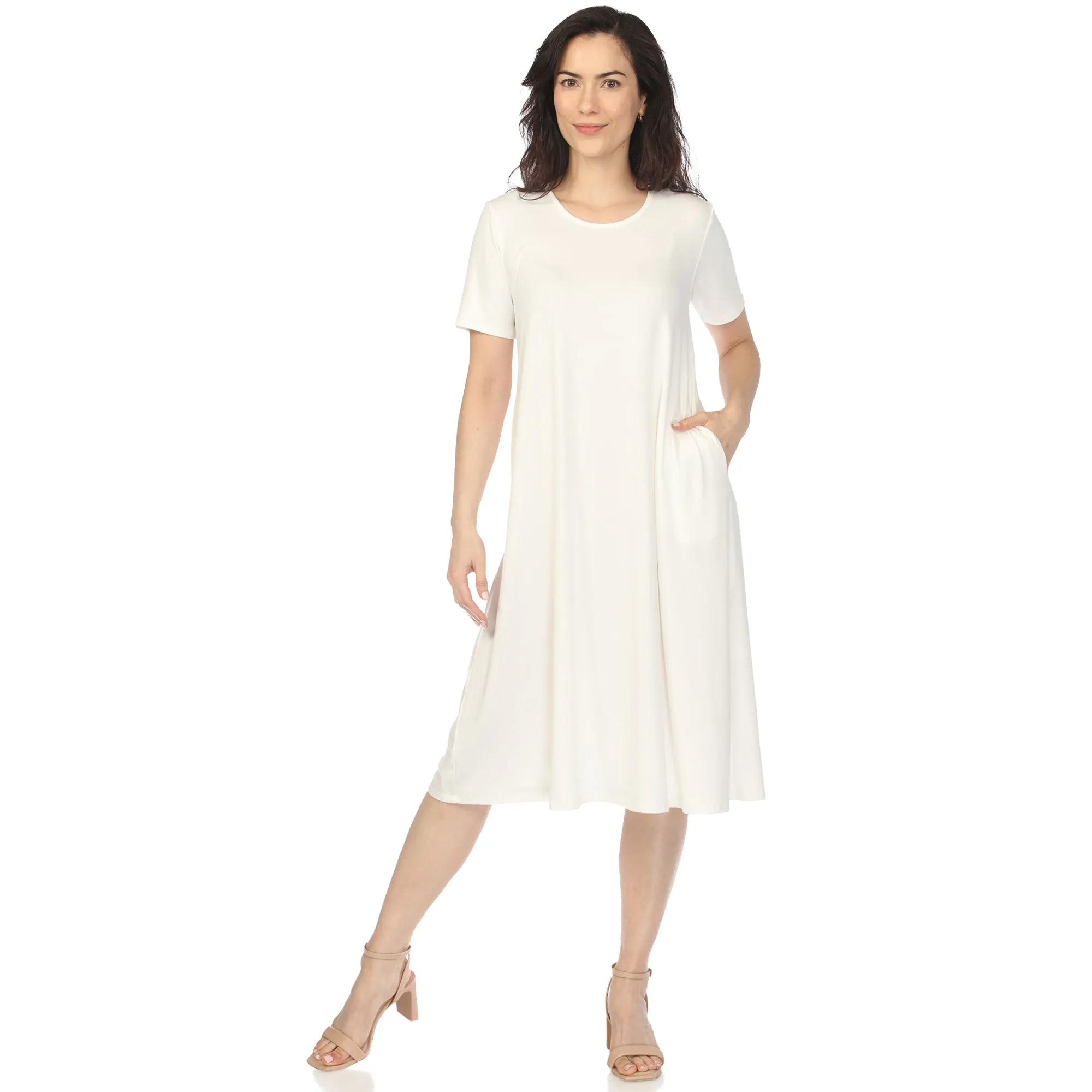 Women's Crew Neck T-Shirt Dress sold by White Mark product image thumbnail 3