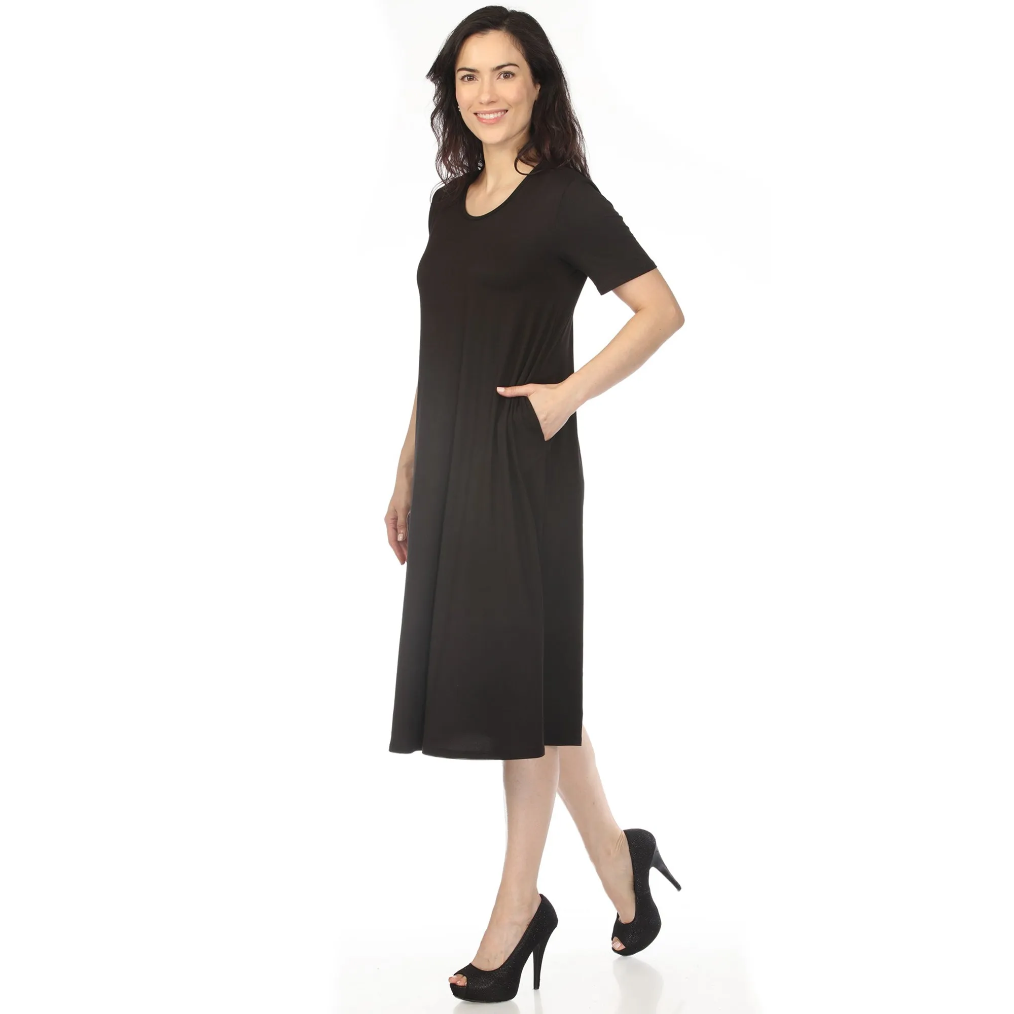 Women's Crew Neck T-Shirt Dress sold by White Mark product image thumbnail 4