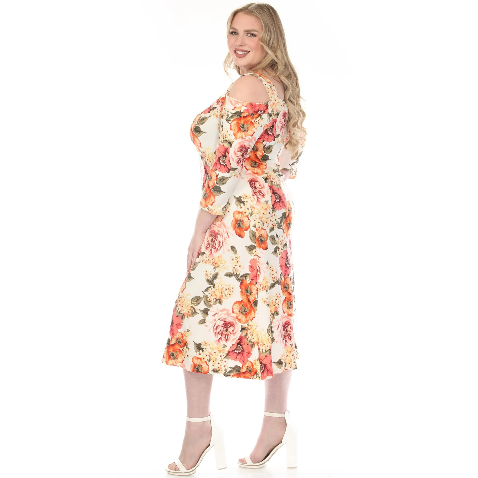 Plus Size Cold Shoulder 3/4 Sleeve Dress sold by White Mark product image thumbnail 5