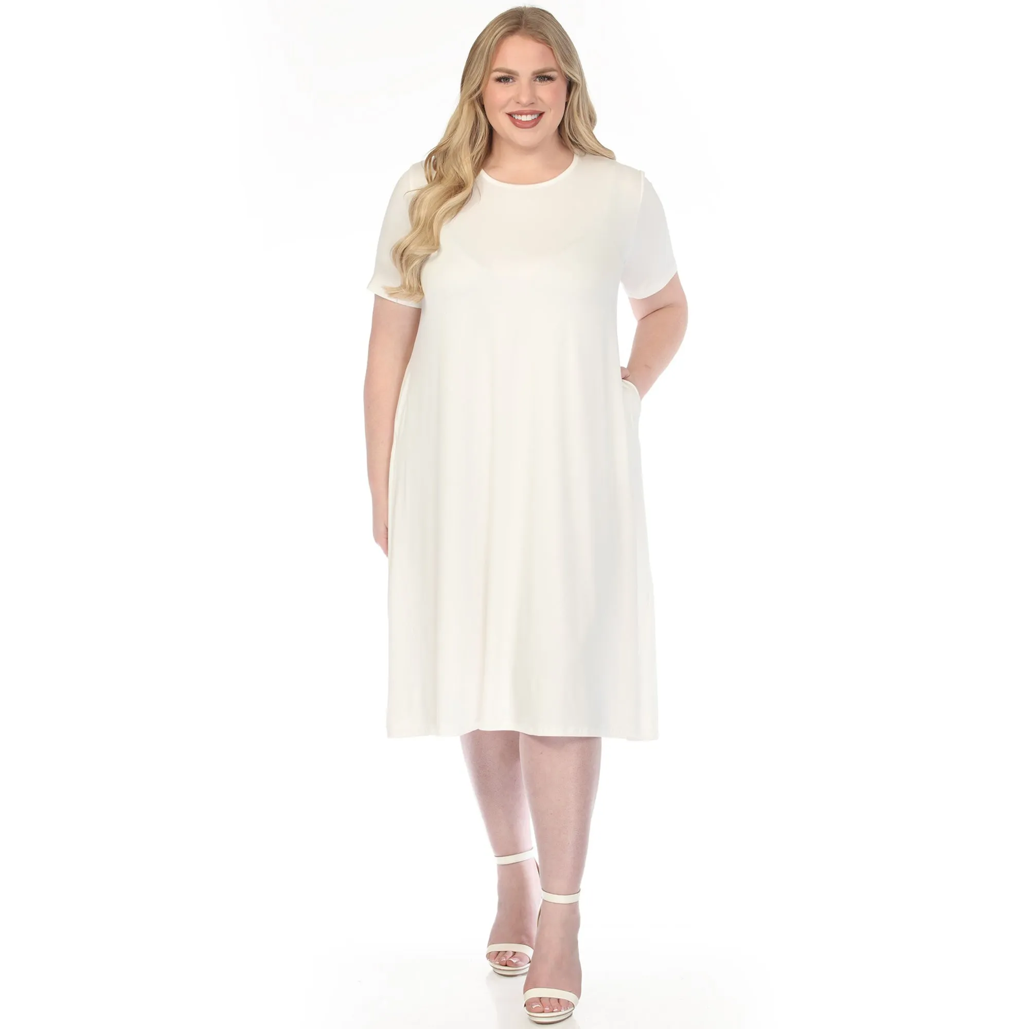 Plus Size Crew Neck T-Shirt Dress sold by White Mark