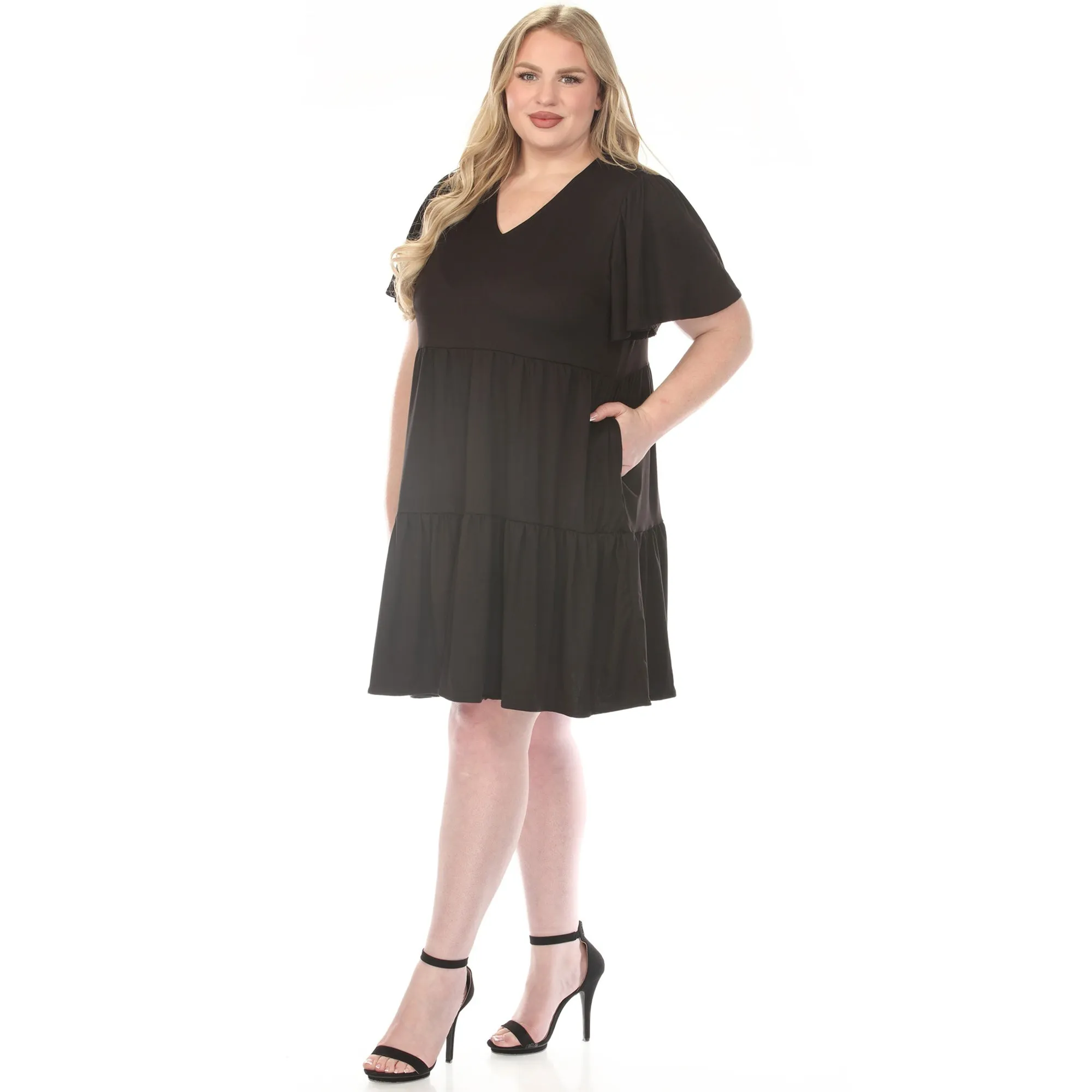 Plus Size V-Neck Short Sleeve Dress sold by White Mark product image thumbnail 4