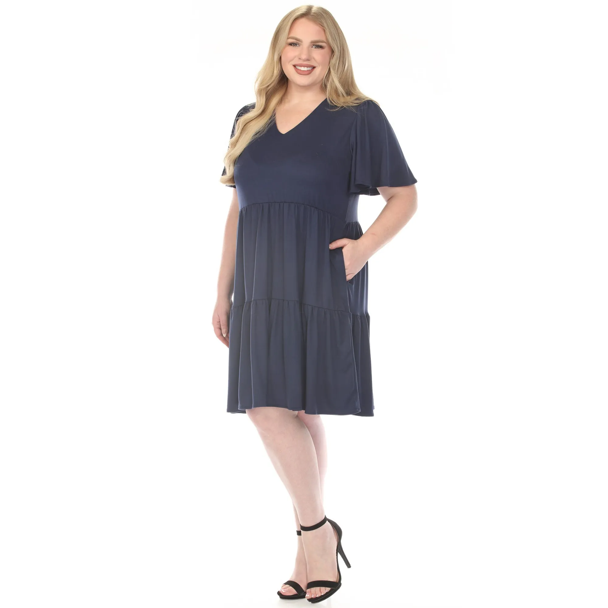 Plus Size V-Neck Short Sleeve Dress sold by White Mark product image thumbnail 5