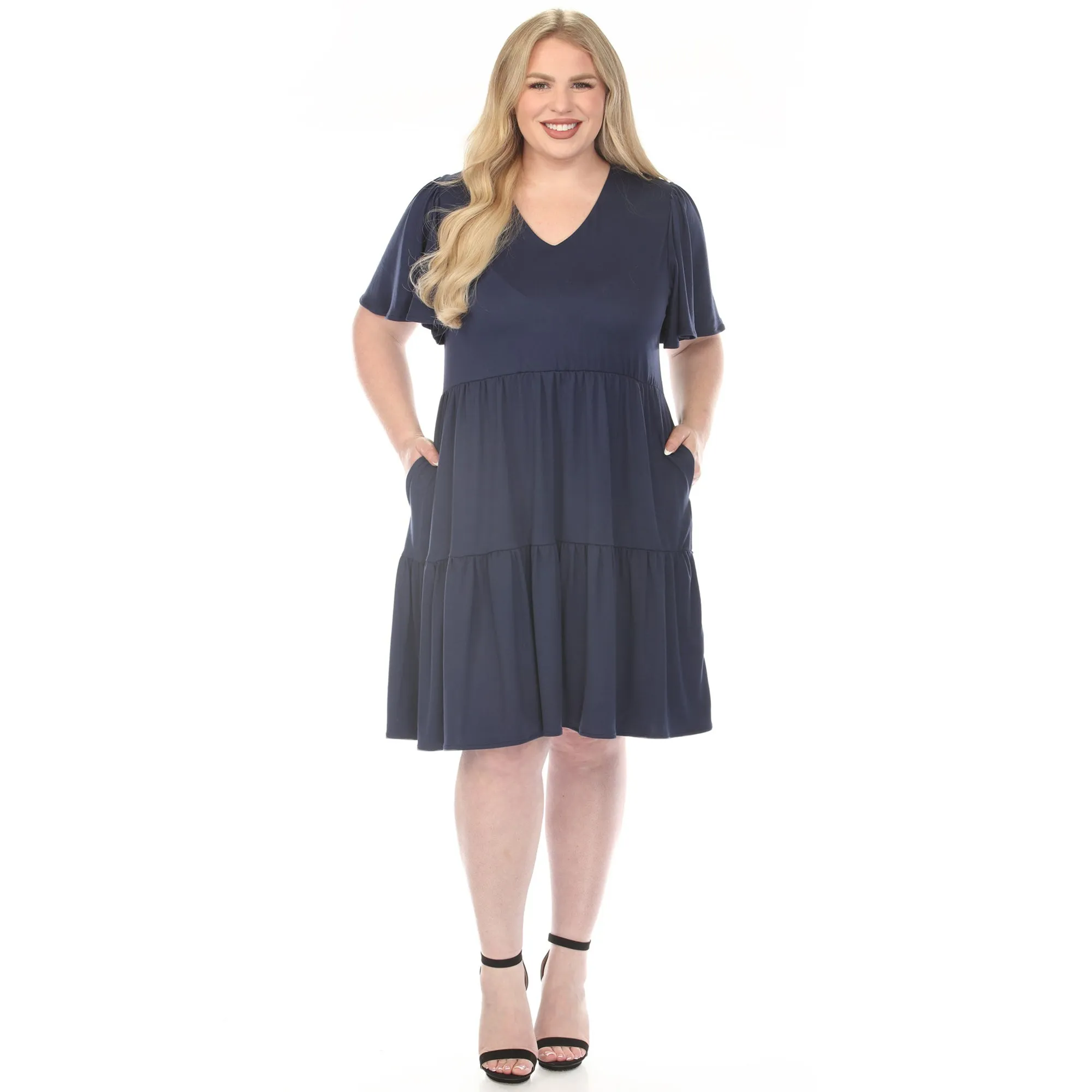 Plus Size V-Neck Short Sleeve Dress sold by White Mark product image thumbnail 3