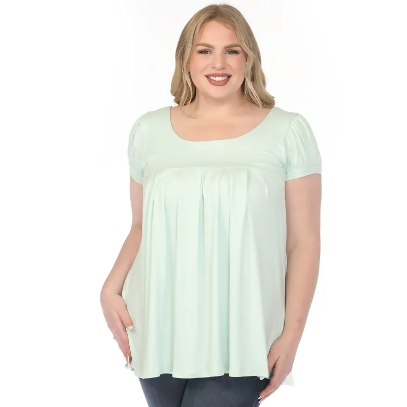 Plus Size Cap Sleeve Pleated Top made by White Mark