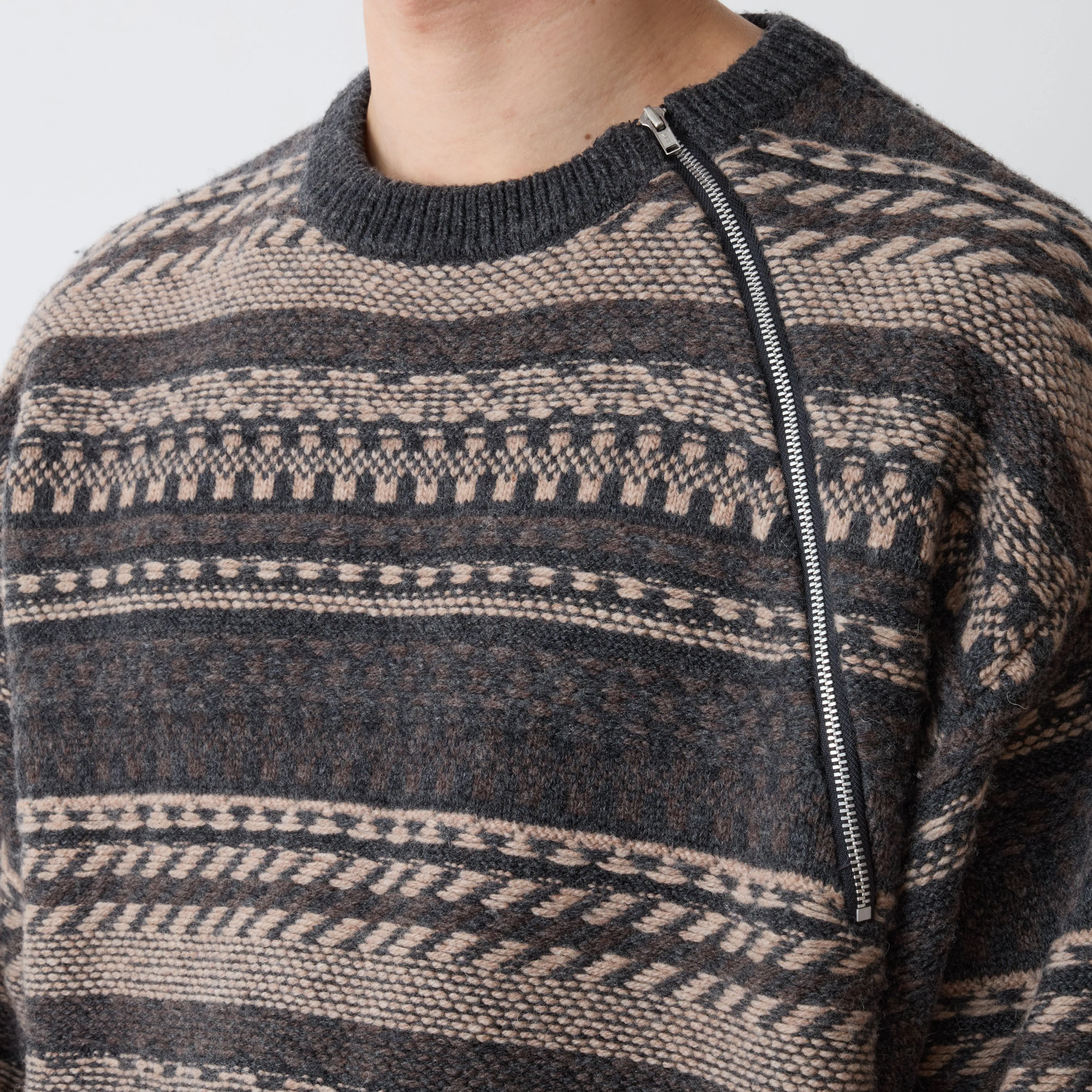 FAIR ISLE ZIP KNIT PULLOVER sold by White Mountaineering product image thumbnail 5