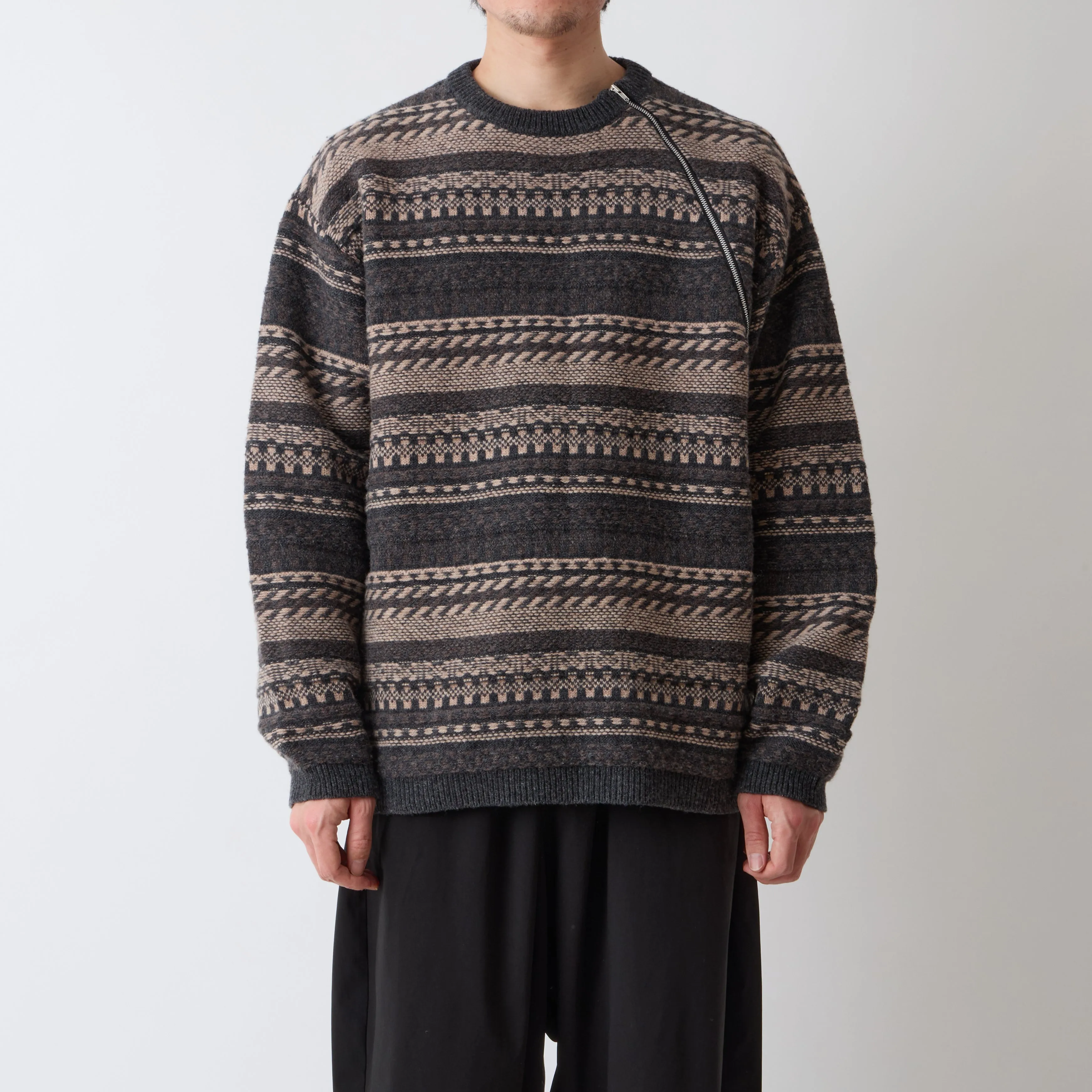 FAIR ISLE ZIP KNIT PULLOVER sold by White Mountaineering product image thumbnail 3