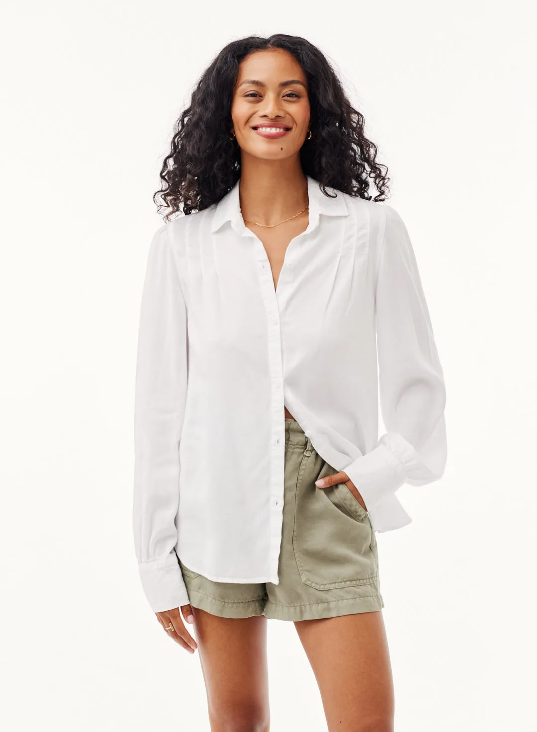 PIN TUCKED BUTTON DOWN sold by Wildflower