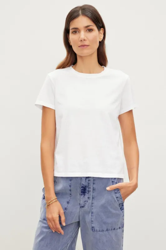 FRANKIE JERSEY SUEDE CREW NECK TEE sold by Wildflower