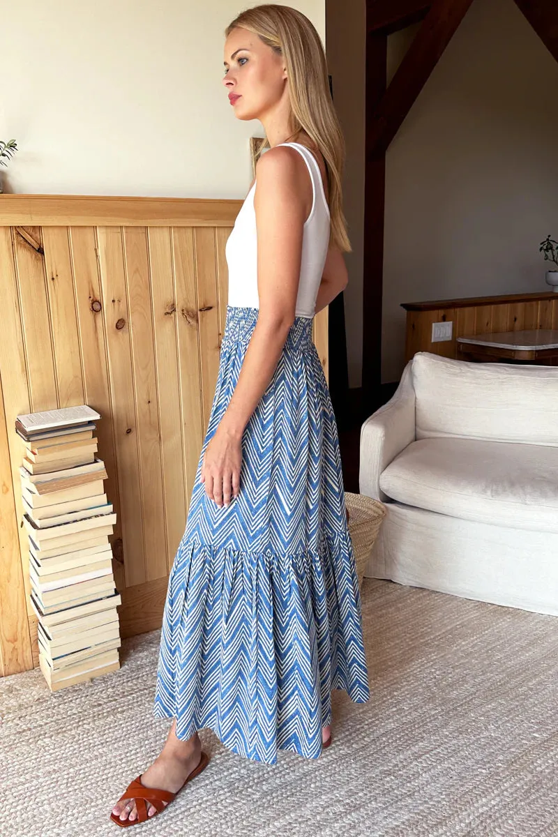 SHIRRED SKIRT - INDIGO HERRINGBONE sold by Wildflower product image thumbnail 2