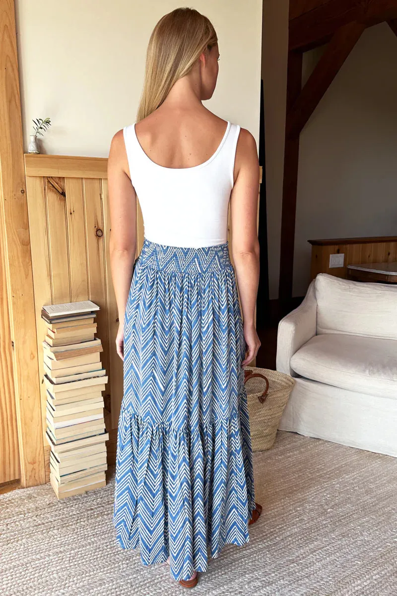 SHIRRED SKIRT - INDIGO HERRINGBONE sold by Wildflower product image thumbnail 3