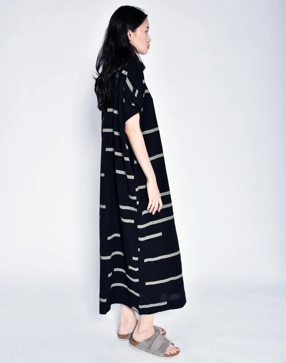 BROKEN STRIPE LONG DRESS - BLACK sold by Wildflower product image thumbnail 2
