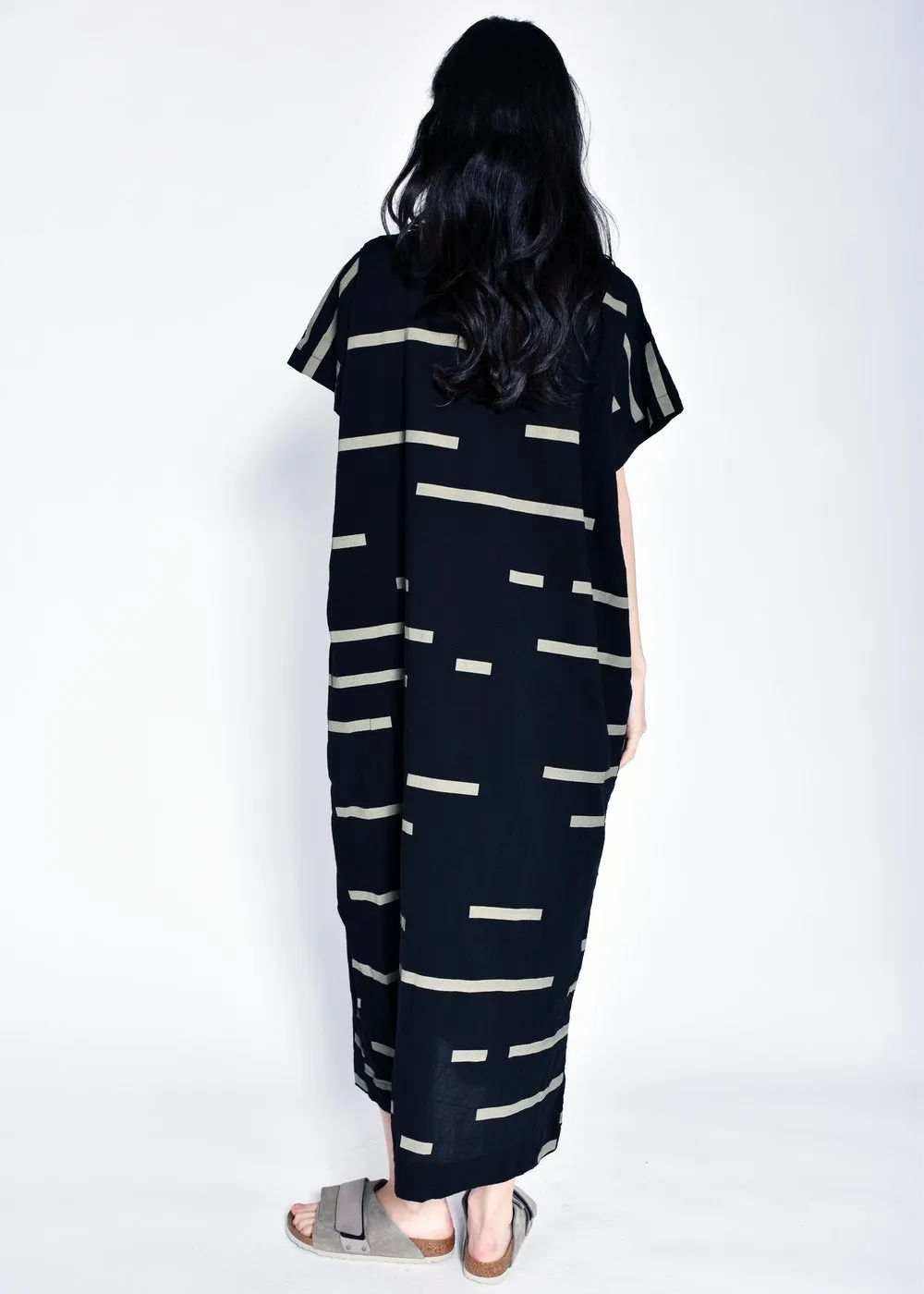 BROKEN STRIPE LONG DRESS - BLACK sold by Wildflower product image thumbnail 3