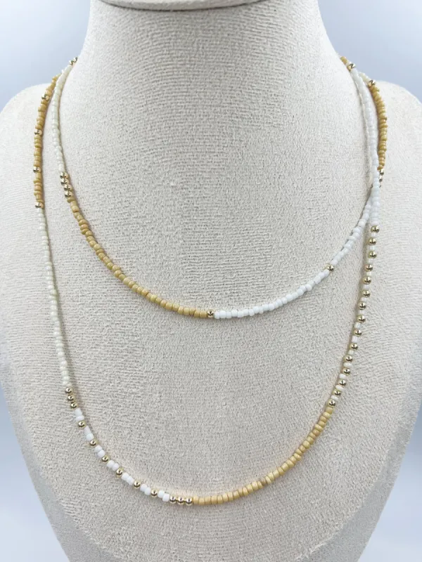 LONG SEED BEAD NECKLACE - NEUTRALS sold by Wildflower