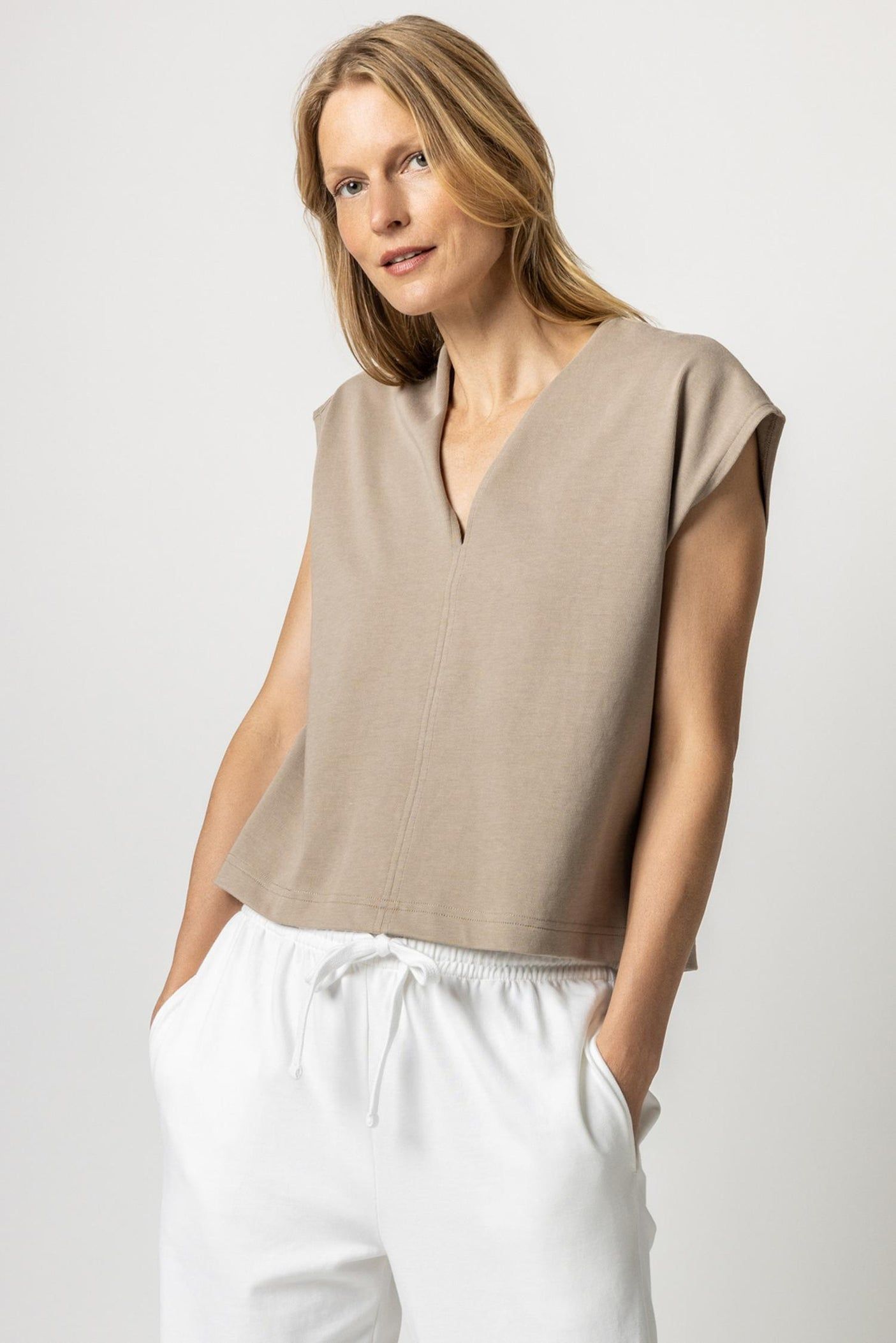 DOUBLE V-NECK TOP sold by Wildflower