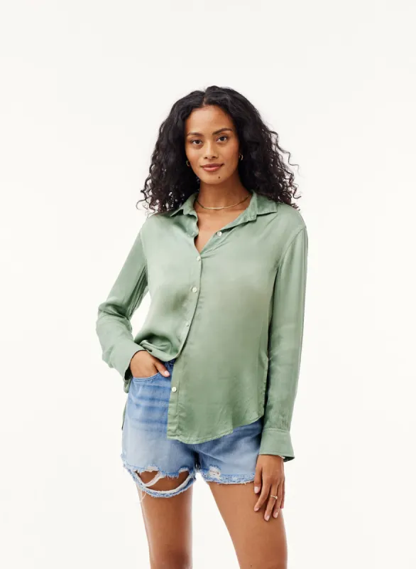 SATIN SIDE SLIT BUTTON DOWN sold by Wildflower