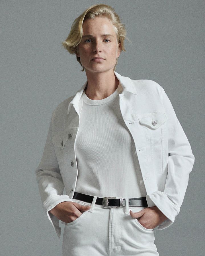 LUXE VINTAGE CLASSIC TRUCKER WITH CUT HEM IN SOLEIL sold by Wildflower product image thumbnail 3