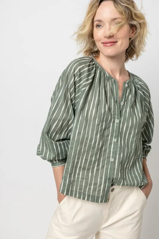 RAGLAN BUTTON DOWN WITH SHIRRING sold by Wildflower