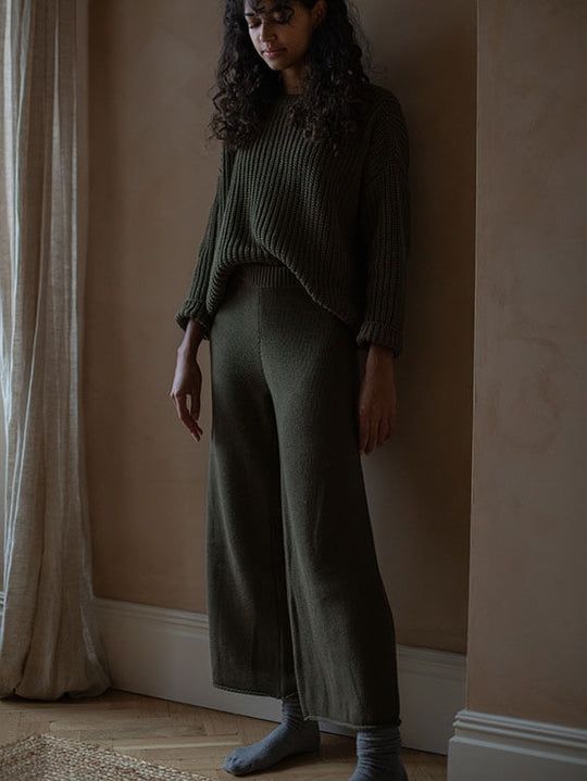 THE WIDE LEG KNIT TROUSER sold by Wildflower