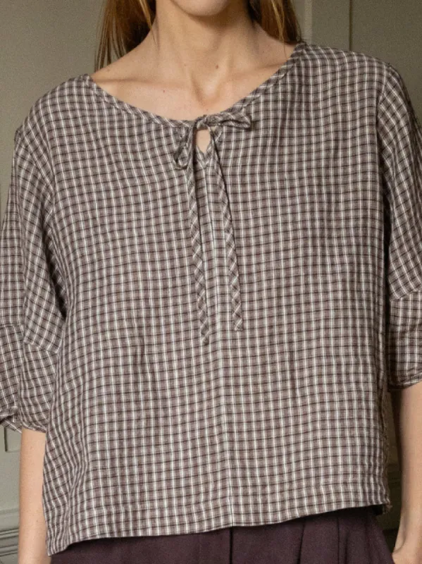 BLAIR TOP - CHOCOLATE PLAID sold by Wildflower