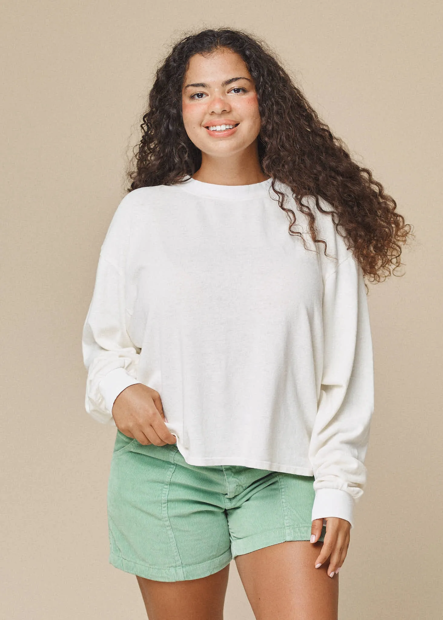 Cropped Long Sleeve Tee - Washed White sold by Wildflower