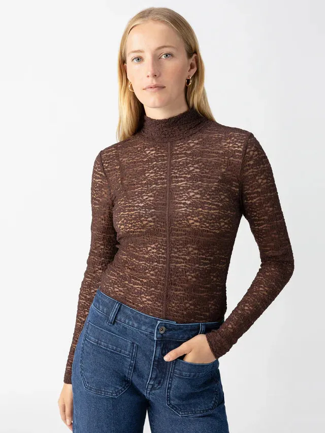 LONG SLEEVED TEXTURED MOCK NECK TOP sold by Wildflower product image thumbnail 2