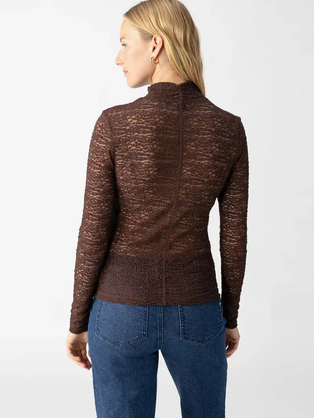 LONG SLEEVED TEXTURED MOCK NECK TOP sold by Wildflower product image thumbnail 3