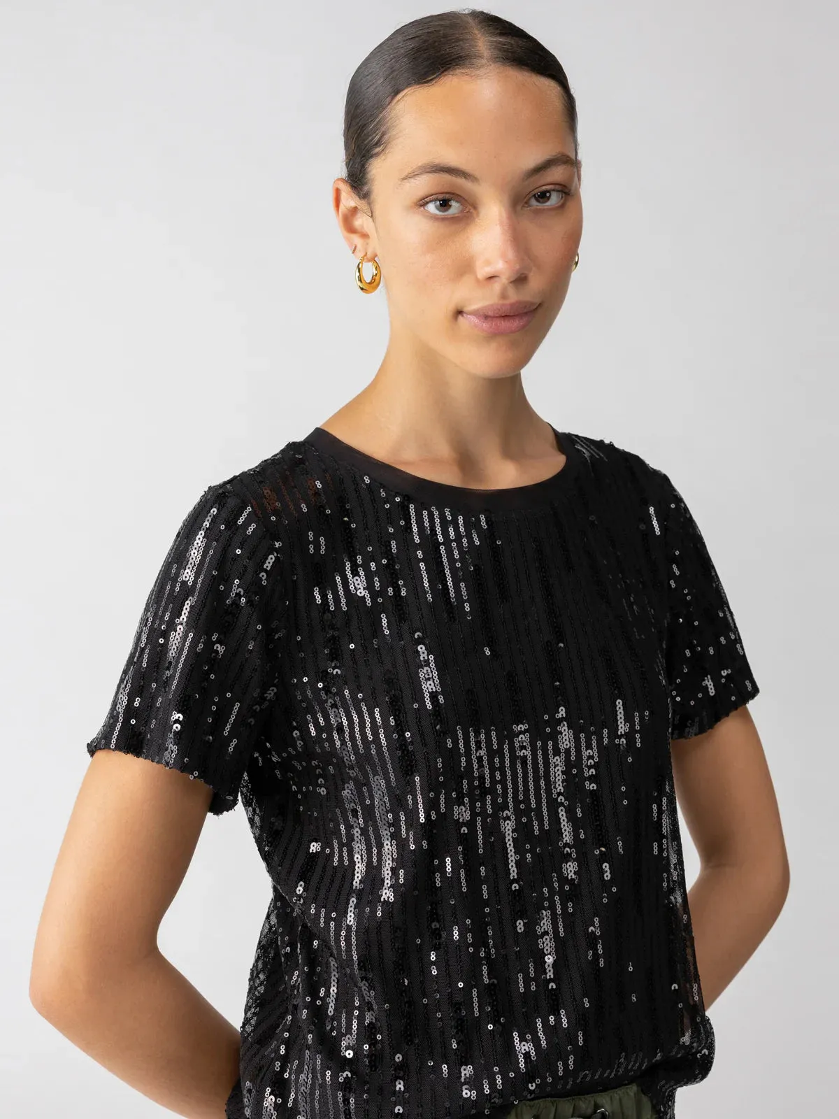SEQUIN PERFECT TEE - BLACK sold by Wildflower