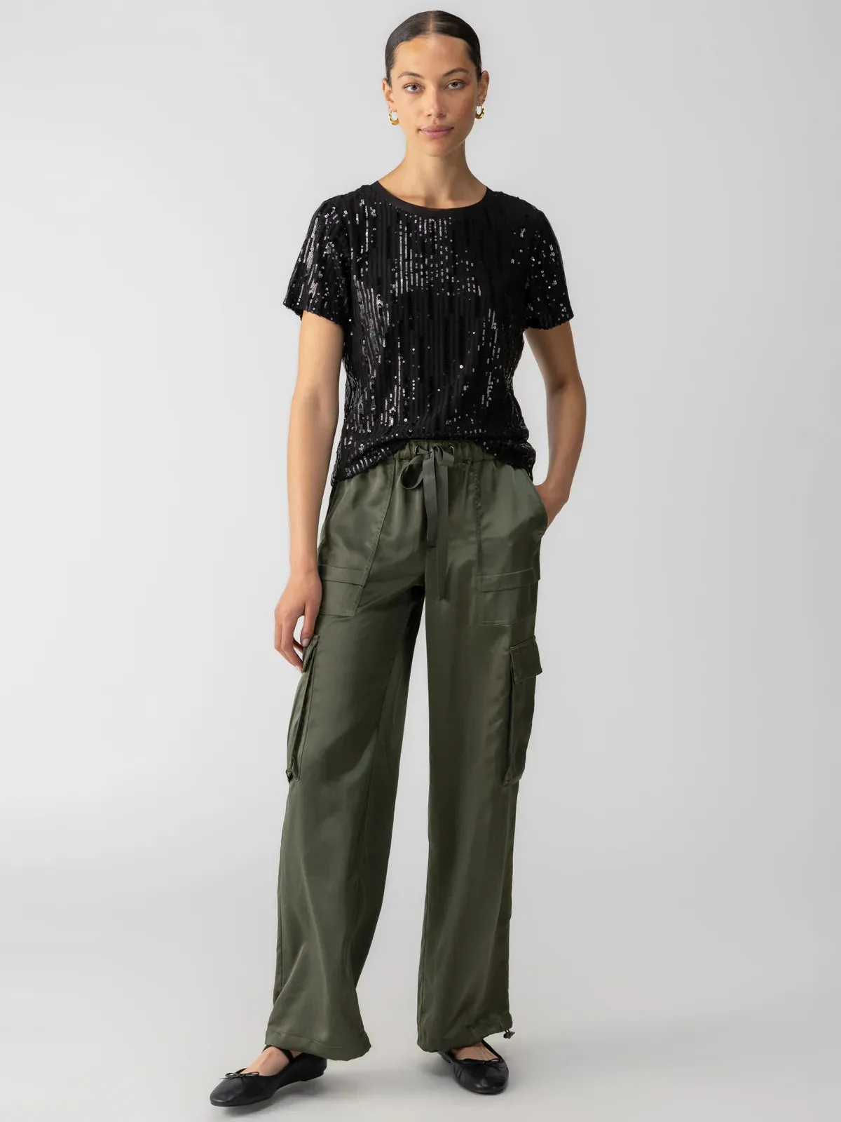 SEQUIN PERFECT TEE - BLACK sold by Wildflower product image thumbnail 2