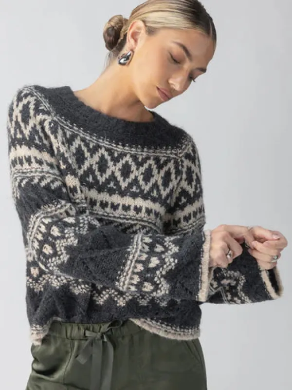 FAIRISLE CREW NECK SWEATER - HEATHER ASH sold by Wildflower