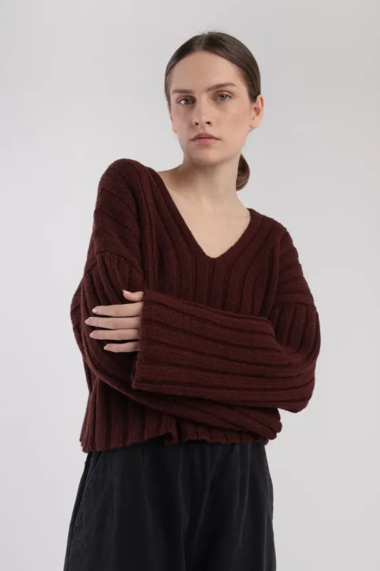 PLUM CROPPED RIB PULLOVER sold by Wildflower
