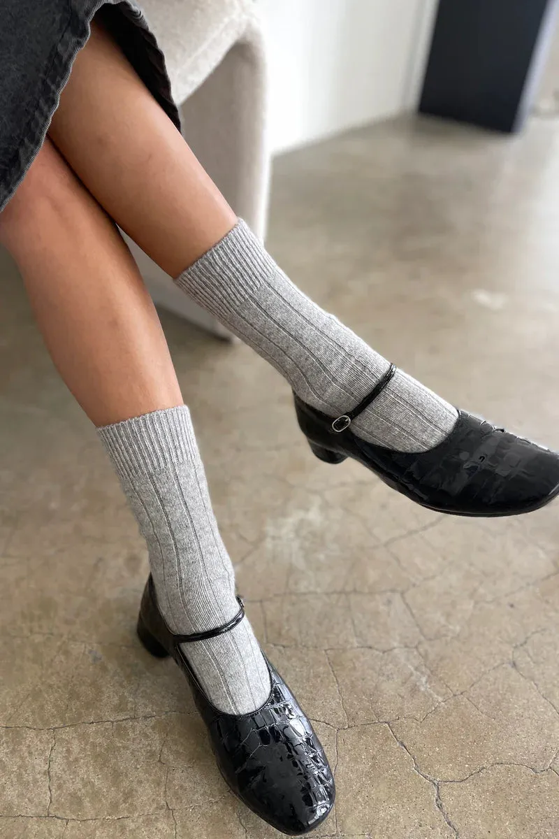 CLASSIC CASHMERE SOCKS - GREY MELANGE sold by Wildflower