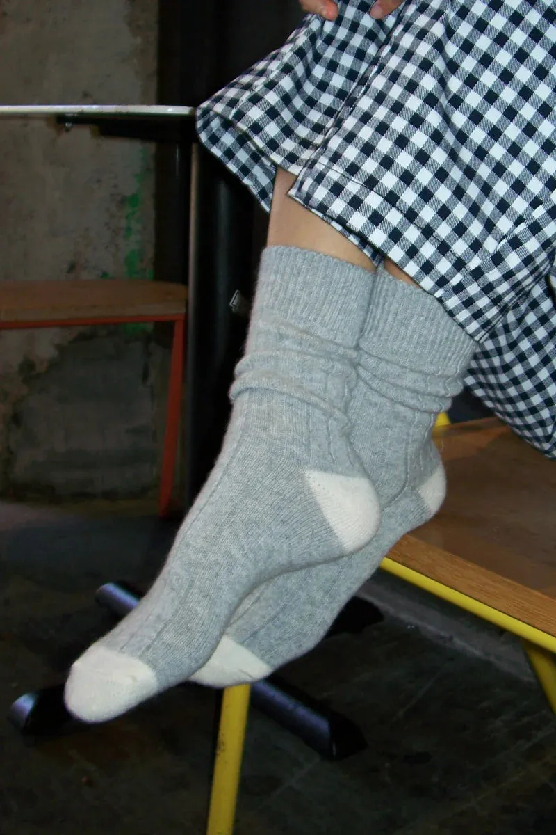 CLASSIC CASHMERE SOCKS - GREY MELANGE sold by Wildflower product image thumbnail 4