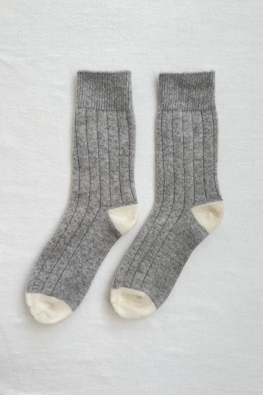 CLASSIC CASHMERE SOCKS - GREY MELANGE sold by Wildflower
