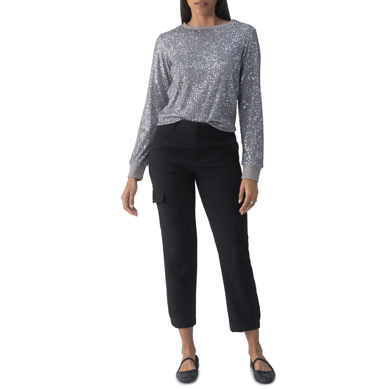 SPARKLE TOGETHER WOVEN TOP - GUNMETAL sold by Wildflower product image thumbnail 2