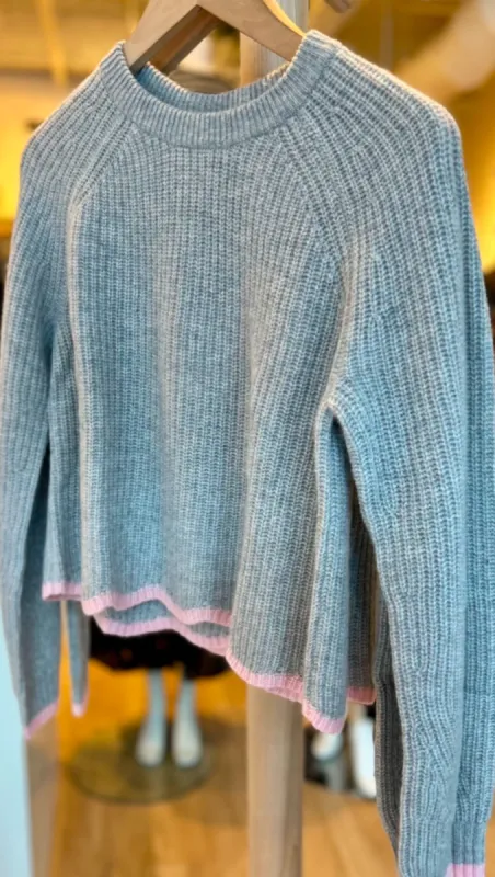 TIPPED SCALLOP SHAKER CREW made by Autumn Cashmere