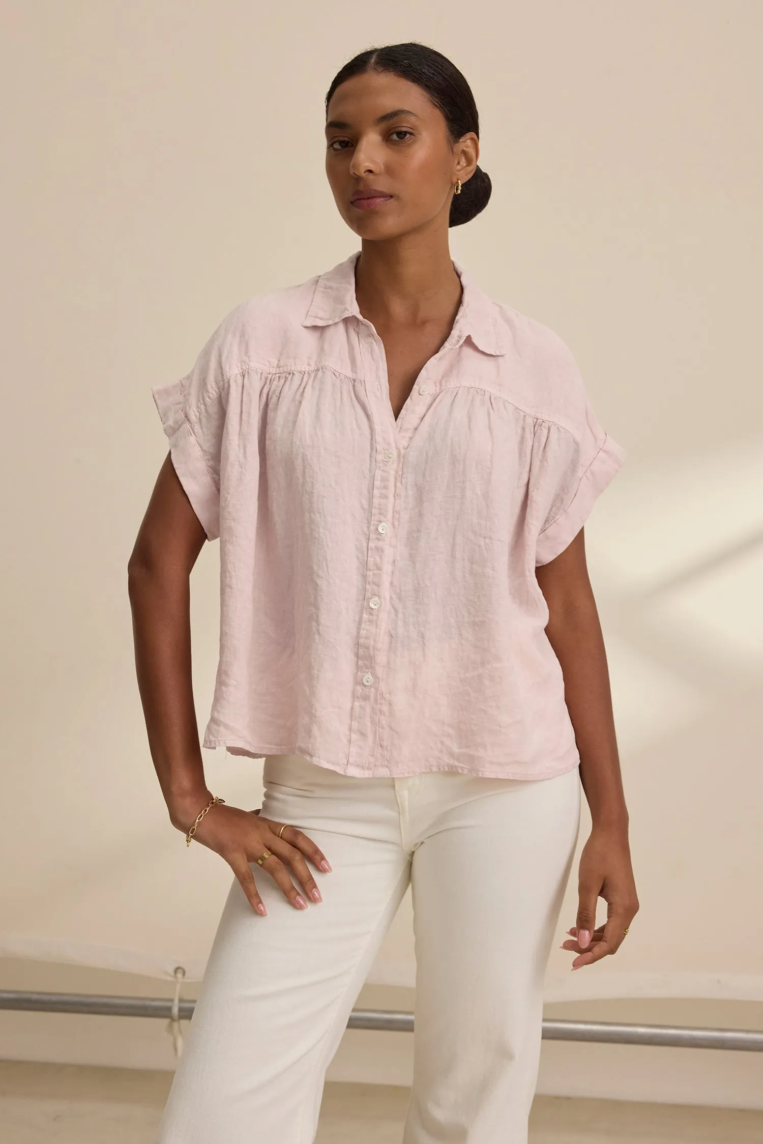 ARIA WOVEN LINEN TOP sold by Wildflower
