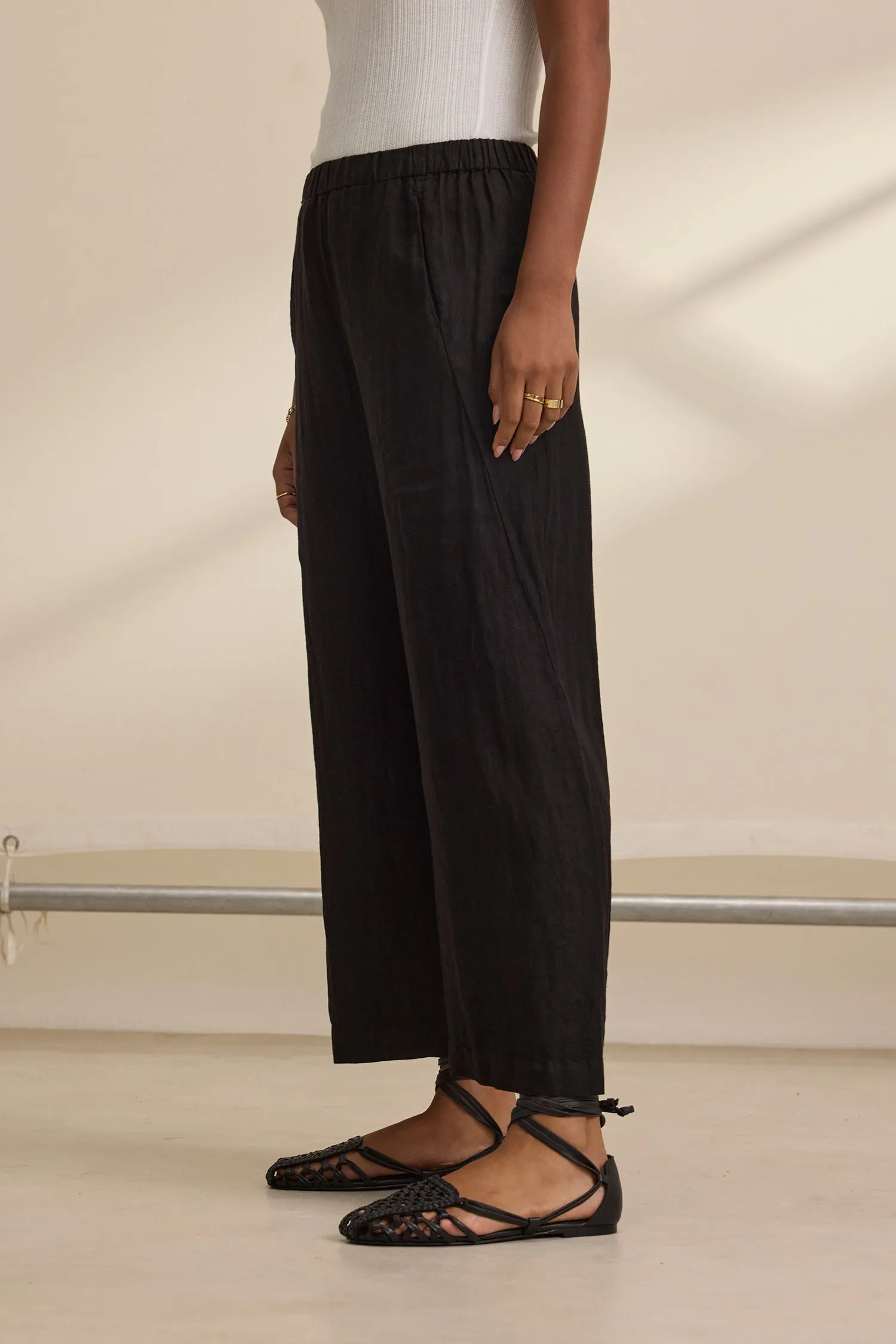 LOLA LINEN PANTS - BLACK sold by Wildflower product image thumbnail 2