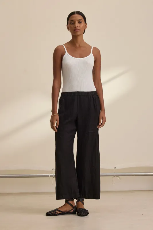 LOLA LINEN PANTS - BLACK sold by Wildflower