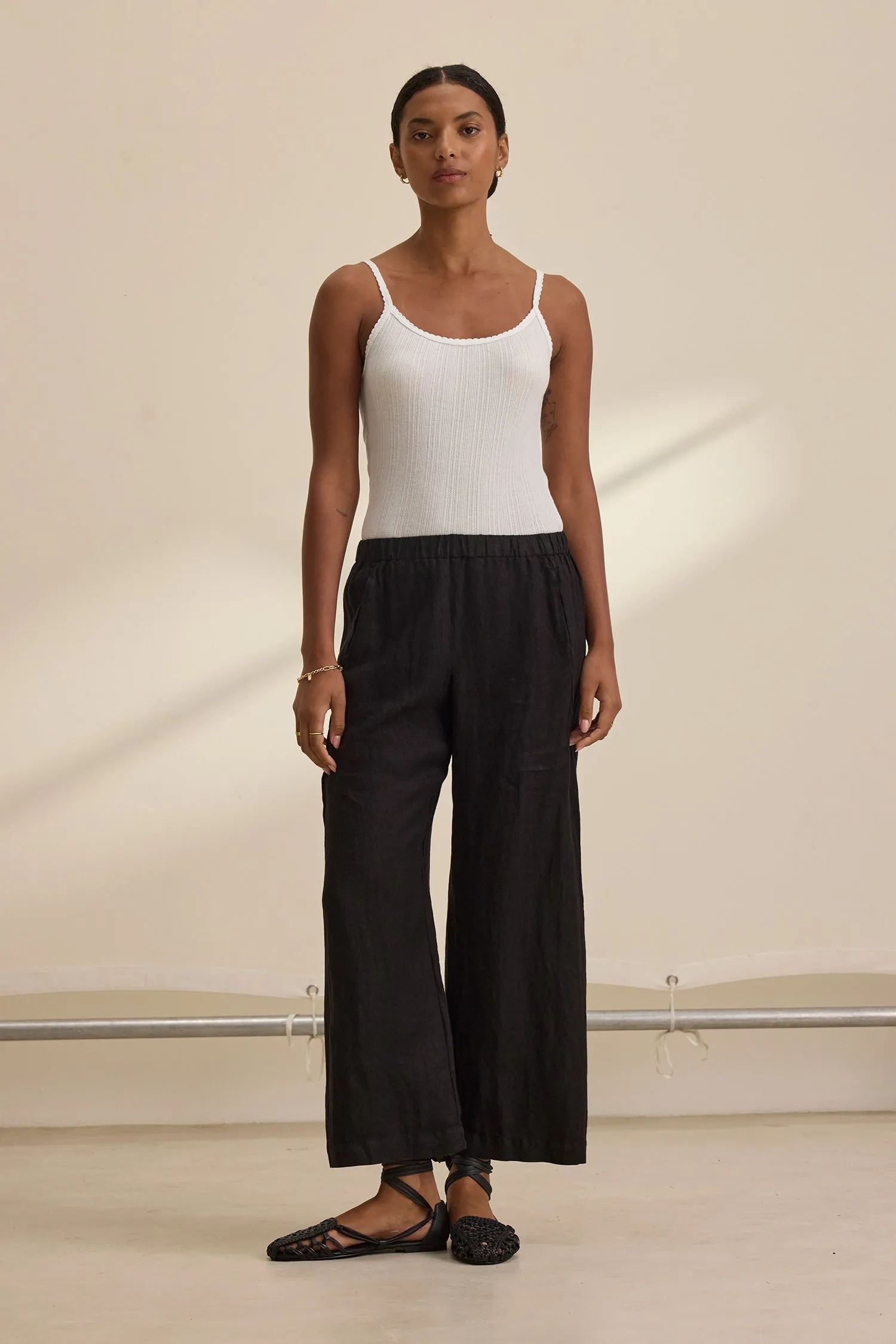 LOLA LINEN PANTS - BLACK sold by Wildflower
