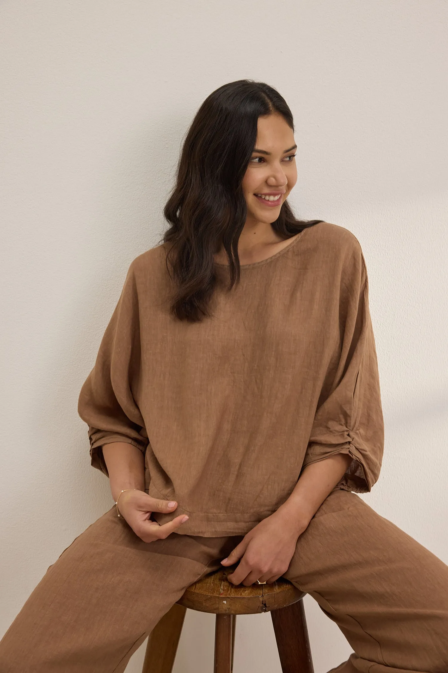 LOLA LINEN PANTS - BARK sold by Wildflower product image thumbnail 5