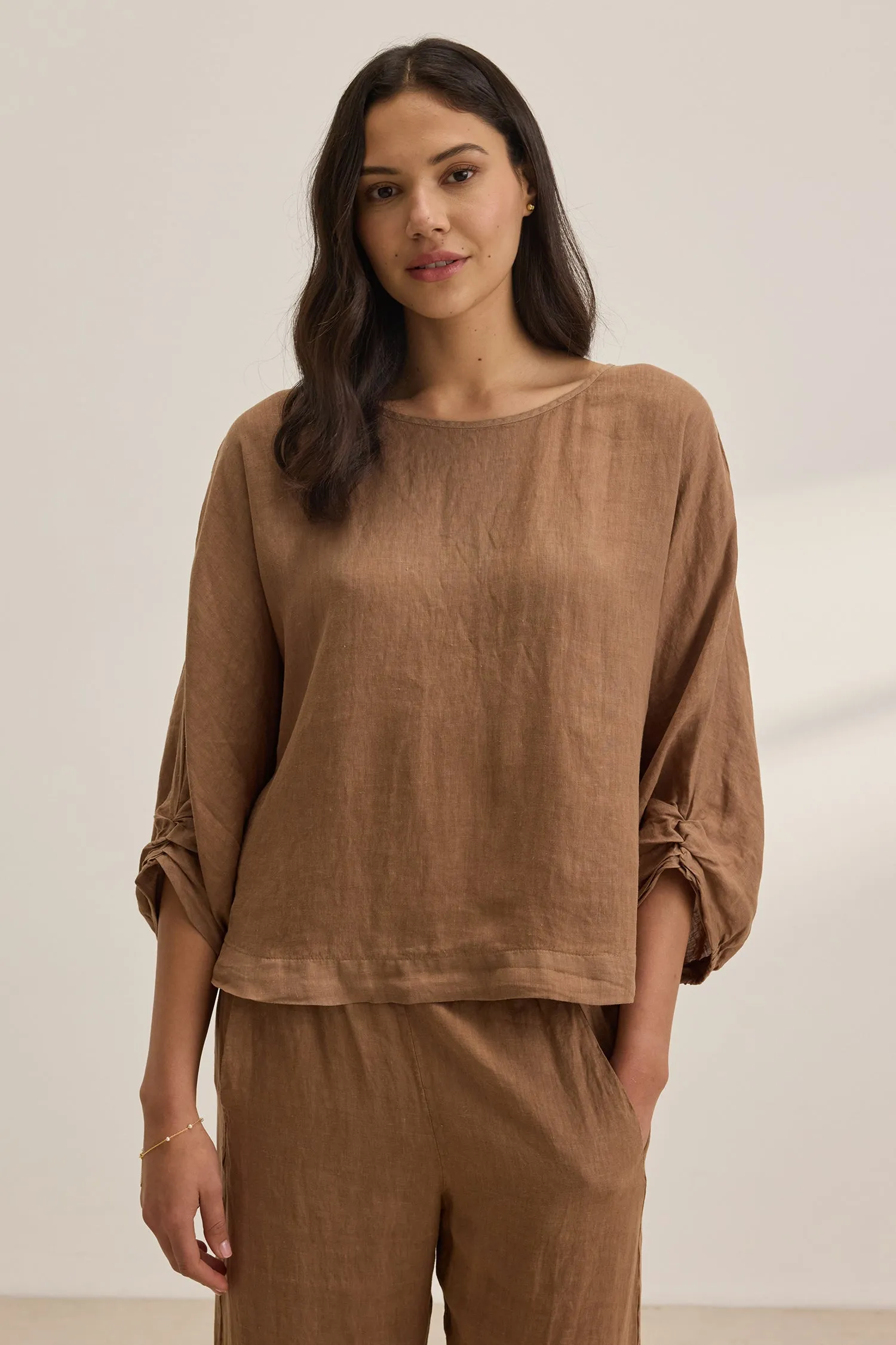 CASS WOVEN LINEN TOP sold by Wildflower