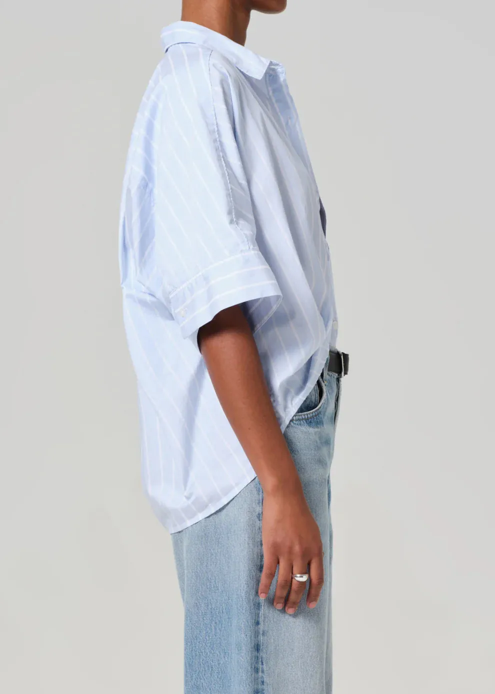 CLAIRE ORAGAMI SHIRT - RHODES STRIPE sold by Wildflower product image thumbnail 4