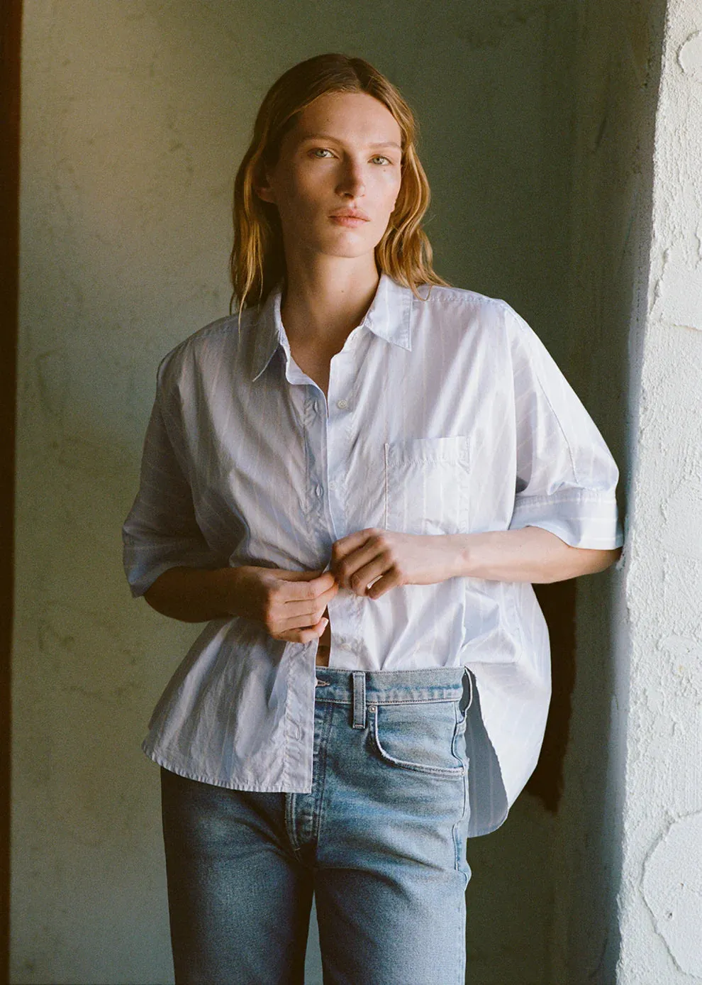 CLAIRE ORAGAMI SHIRT - RHODES STRIPE sold by Wildflower product image thumbnail 2