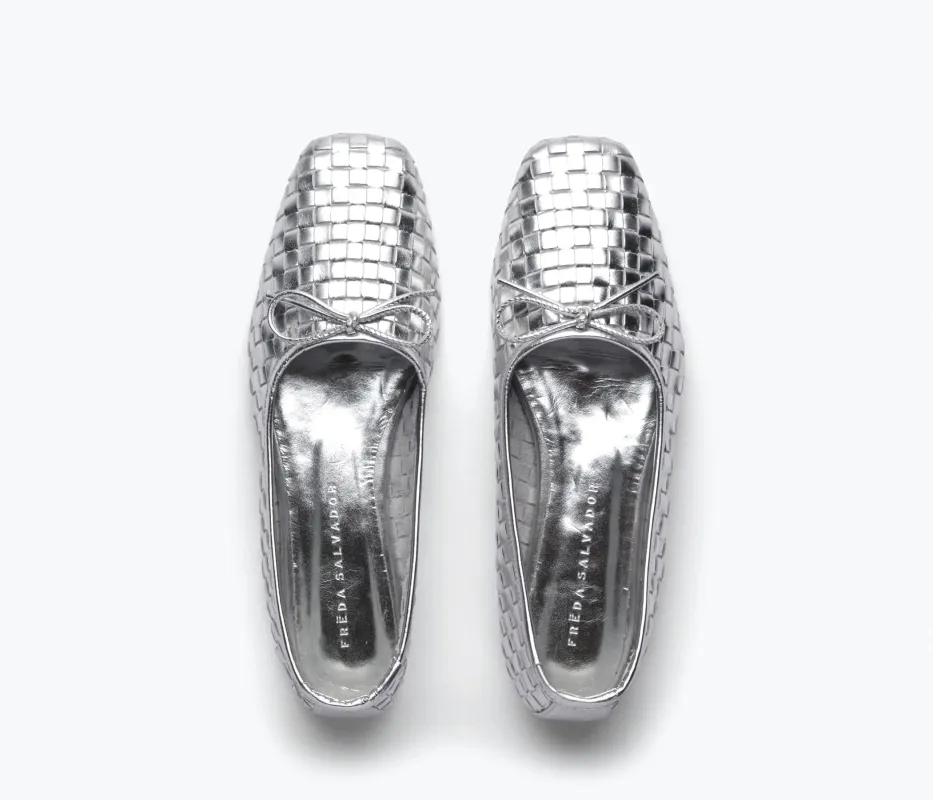 JADA SQUARE TOE BALLET FLAT - SILVER sold by Wildflower