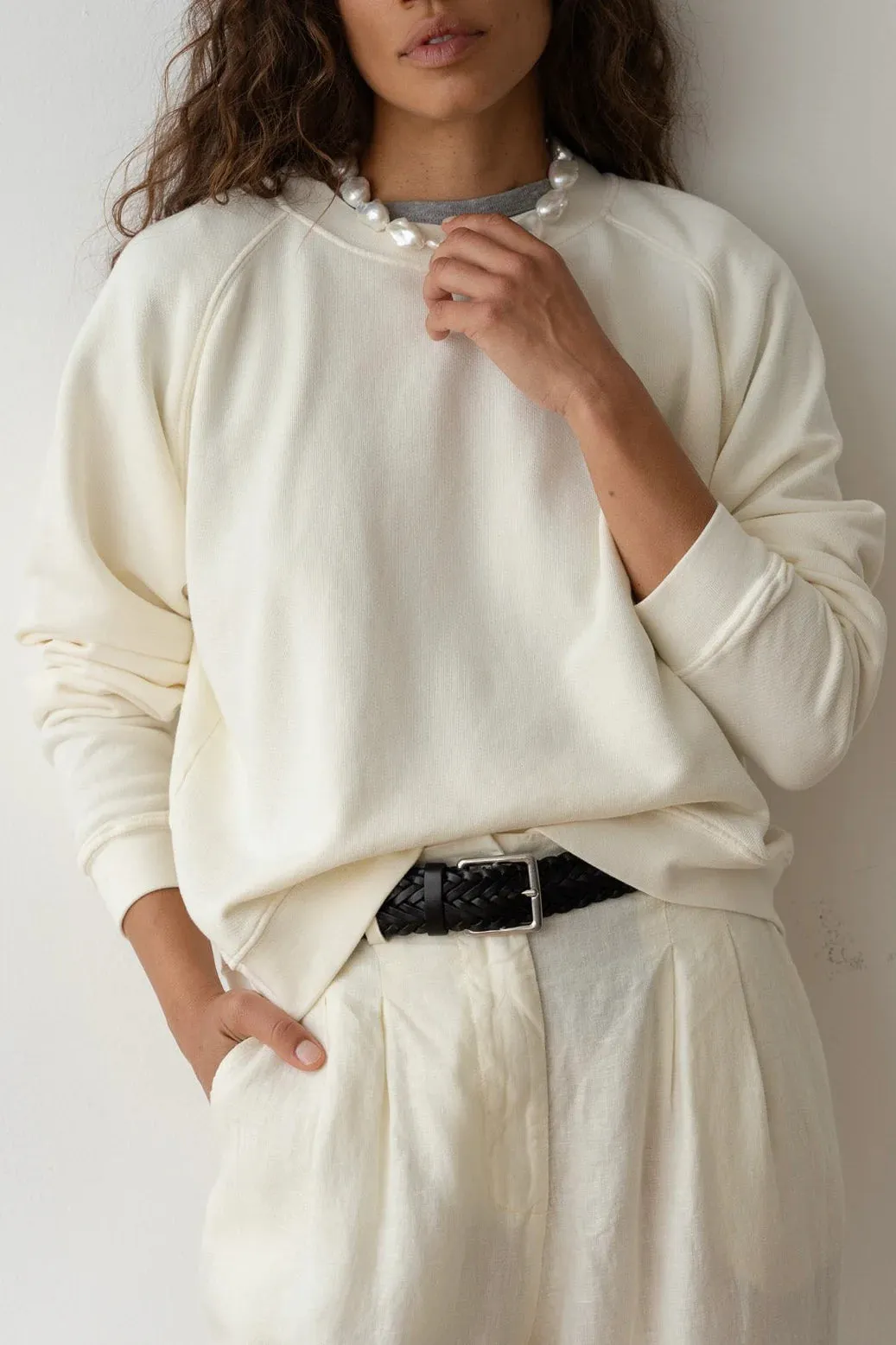 THE ECO TERRY CREWNECK - CREME sold by Wildflower