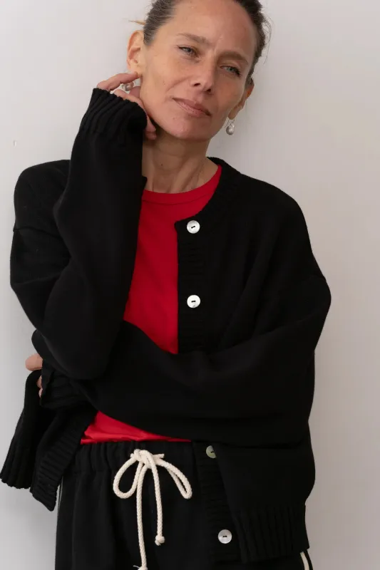 THE COTTON KNIT CARDIGAN - JET sold by Wildflower